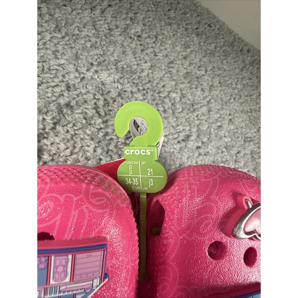 Crocs Kids Mattel Pink Barbie Classic Clogs 211406-90H Size J3 nwt - Picture 10 of 11